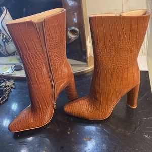 Chestnut Snakeskin Ankle Boots